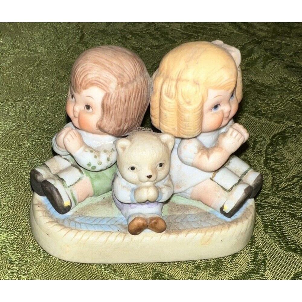 Dolly Dingle Global Art 1988 girl‎ & boy with bear porcelain bisque